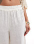 Фото #4 товара ONLY linen mix wide leg trouser in white