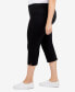 Plus Size Essentials Solid Pull-On Capri Pants with Detailed Split Hem