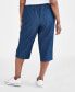 ფოტო #4 პროდუქტის Plus Size Drawstring Chambray Capri Pants, Created for Macy's