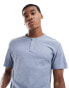 ASOS DESIGN linen look henley t-shirt in light blue