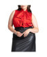 ფოტო #1 პროდუქტის Plus Size Sleeveless Satin Bow Blouse