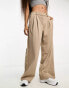 Фото #4 товара Vero Moda Petite jersey wide leg dad trousers in stone