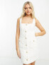 Фото #1 товара Miss Selfridge bridal boucle pinny dress with pearl details in white