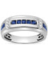 ფოტო #3 პროდუქტის Men's Sapphire (5/8 ct. t.w.) & Diamond (1/20 ct. t.w.) Ring in 10k White Gold