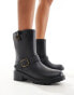 Glamorous biker wellies in black