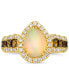 Neopolitan Opal (1 ct. t.w.) & Diamond (3/4 ct. t.w.) Pear Halo Ring in 14k Gold