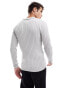 ASOS DESIGN essential muscle fit knitted rib notch neck jumper in light grey