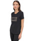 ფოტო #3 პროდუქტის Women's Studded-Logo Crewneck Short-Sleeve Top