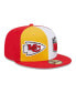 Фото #1 товара Men's Gold, Red Kansas City Chiefs 2023 Sideline 59FIFTY Fitted Hat
