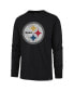 Фото #2 товара Men's Black Distressed Pittsburgh Steelers Premier Franklin Long Sleeve T-shirt