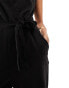 JDY v neck belted jumpsuit in black