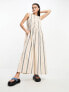 Фото #1 товара Selected Femme smock maxi dress in beige stripe