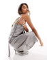 Фото #3 товара ASOS DESIGN metallic bandeau midi dress with matching neck tie in silver