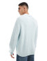 ASOS DESIGN knitted oversized fisherman rib notch neck jumper in light blue Синий, XS - Chest 36 - фото #3