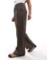 ASOS DESIGN textured wide leg trouser in chocolate