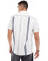 Фото #2 товара Hollister short sleeve revere collar stripe shirt boxy fit in white