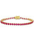 ფოტო #1 პროდუქტის Lab-Grown Ruby Heart Shape Tennis Bracelet (12-1/3 ct. t.w.) in Yellow-Plated Sterling Silver