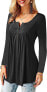 Фото #62 товара Amoretu Women's V-Neck Button Down Blouse, Solid Tunic Long Sleeve / Short Sleeve Tops