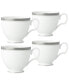 Charlotta Platinum 4 Piece Cups Set, Service for 4