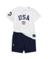 Baby Boys Team USA Jersey T-Shirt & Fleece Shorts, 2 Piece Set Белый, 2 года - фото #1