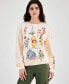 ფოტო #1 პროდუქტის Juniors' Pooh and Friends Flower Crewneck Sweater