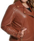 Фото #4 товара Women's Plus Size Faux-Leather Asymmetric Moto Coat