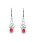 ფოტო #3 პროდუქტის Irish Love Knot Oval Bezel Set Simulated Red Ruby Dangle Celtic Knot Earrings For Women Teens .925 Sterling Silver Lever Back