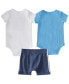 Baby Boys Logo Bodysuits and Shorts, 3 Piece Set
