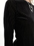 Фото #7 товара Monki long sleeve ribbed velour top in black