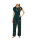 ფოტო #1 პროდუქტის Women's Green, Black New York Jets Arctic T-shirt and Flannel Pants Sleep Set