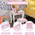 Фото #11 товара Салон красоты Costway Принцесса Компактный Туалетный Столик с Табуреткой, Розовый и Белый