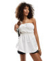 Фото #1 товара ASOS DESIGN gathered bust bandeau linen top in ivory