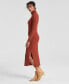 Фото #7 товара Women's 100% Cashmere Turtleneck Midi Sweater Dress, Regular & Petites, Created for Macy's