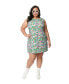 Фото #1 товара Plus Size Printed Scoop Neck Sleeveless Shift Dress