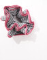 DesignB London gingham hair scrunchie with contrast pink stitching