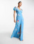 Фото #4 товара Maya Petite puff sleeve embroidered maxi dress in blue