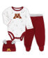 ფოტო #1 პროდუქტის Newborn and Infant Boys and Girls Maroon, White Minnesota Golden Gophers Dream Team Raglan Long Sleeve Bodysuit Hat and Pants Set