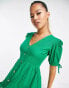 Фото #3 товара Influence Petite button through midi dress in green