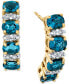 ფოტო #1 პროდუქტის Blue Topaz (2 ct. t.w.) & Diamond (1/8 ct. t.w.) Curved Drop Earrings in 14k Gold