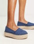 ASOS DESIGN – Journal – Espadrilles aus Jeansstoff mit flacher Plateausohle