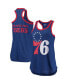 Women's Royal Philadelphia 76ers Showdown Scoop-Neck Racerback Tank Top