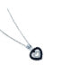 Фото #1 товара Sterling Silver White Gold Plated With Black and White Cubic Zirconia Heart Necklace