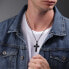 Men´s Steel Necklace Cross with Stoneset Crystals PEAGN0036502