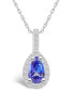 ფოტო #1 პროდუქტის Tanzanite (7/8 Ct. t.w.) and Diamond (1/5 Ct. t.w.) Halo Pendant Necklace