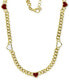 ფოტო #1 პროდუქტის Red & White Enamel Heart Curb Link 18" Collar Necklace in 14k Gold-Plated Sterling Silver