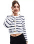 Фото #1 товара 4th & Reckless scoop neck fluffy knit button detail cardigan in black and white stripe