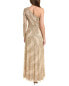 Фото #2 товара Aidan Mattox Beaded One-Shoulder Gown Women's Gold 2