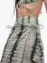 Topshop wrap sarong skirt in green tie dye print