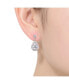Sterling Silver with Rhodium Plated Clear Pear and Round Cubic Zirconia Halo Teardrop Earrings