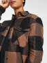 ONLY & SONS check overshirt with chest pockets in brown